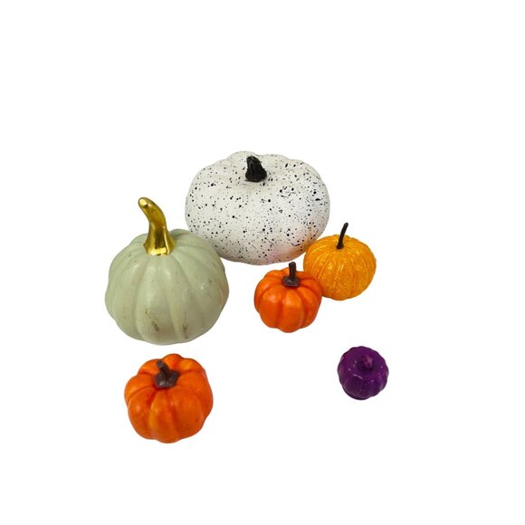 Set Of 6 Assorted Artificial Mini Pumpkins & Gourds For Decorative Display - Picture 1 of 8